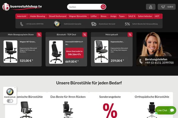 Startseite von buerostuhlshop.tv