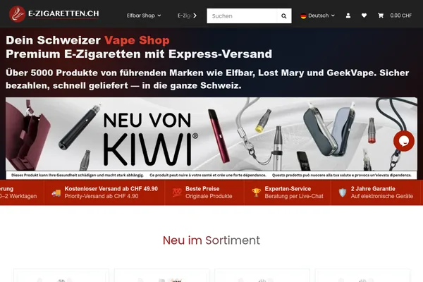 Startseite von e-zigaretten.ch