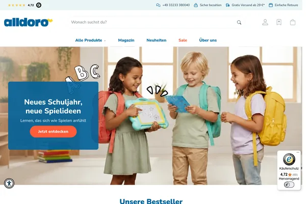 Startseite von www.alldoro.com