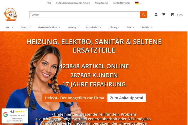 Startseite von www.heiz24.de