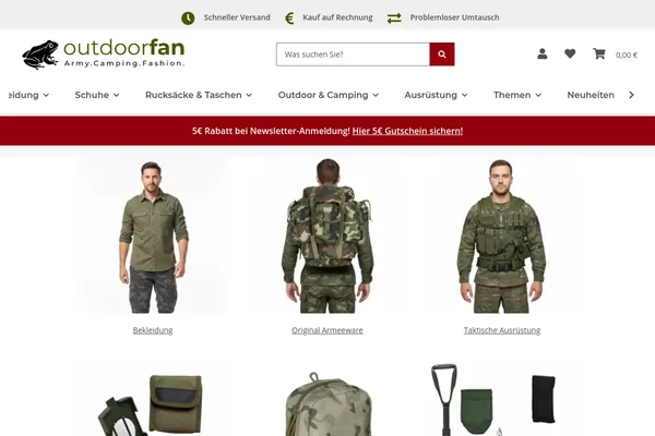 Startseite von www.outdoorfan.de